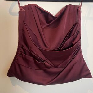 BCBGmaxazria Y2k Wine/Burgundy Sateen Corset Top - Small